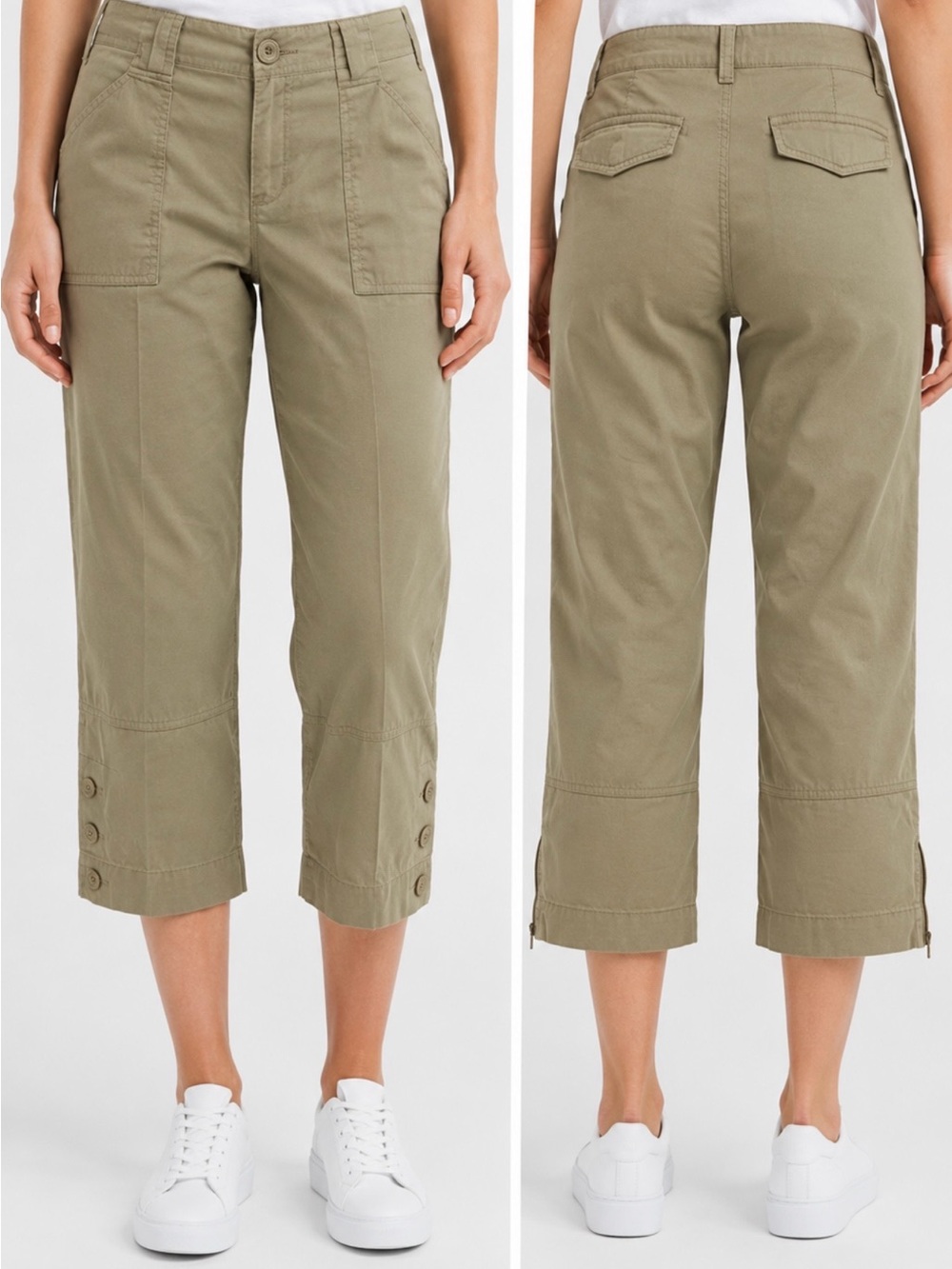 TOMMY HILFIGER Cropped Khaki Button-Hem Pants